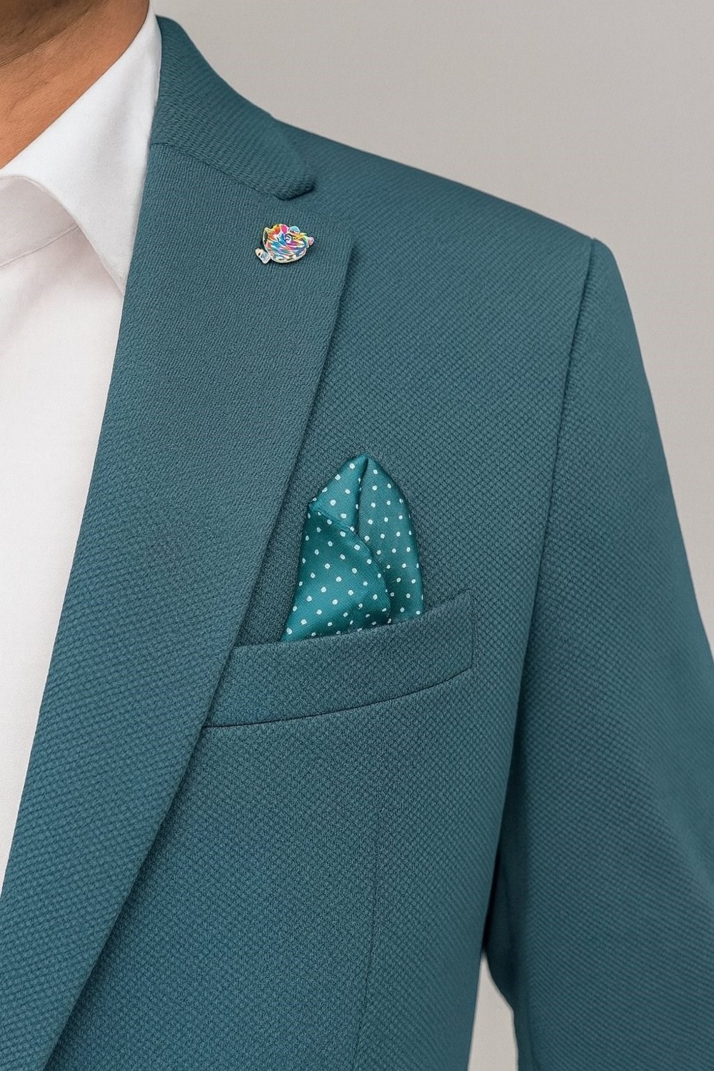 Plus Scorpion Petrol Yeşili Erkek Blazer Ceket, Esnek Comfort Kumaş, Slim Fit İtalyan Kesim Tek Düğmeli Model görsel 4