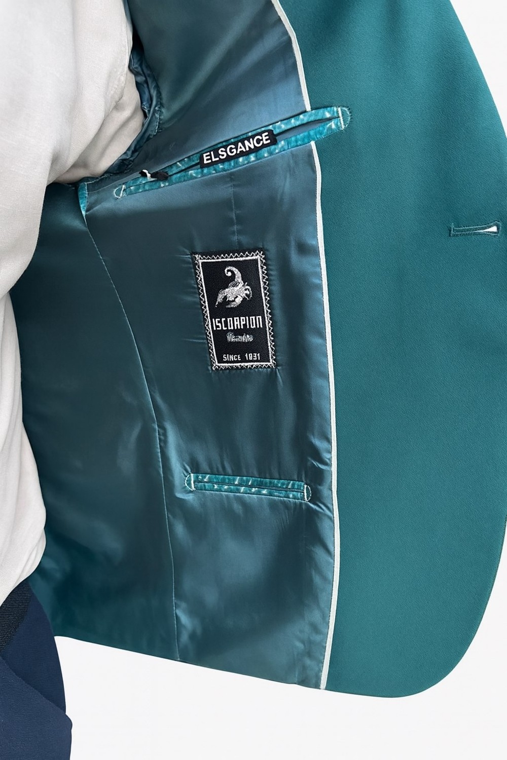 Plus Scorpion Petrol Yeşili Erkek Blazer Ceket, Esnek Comfort Kumaş, Slim Fit İtalyan Kesim Tek Düğmeli Model görsel 5