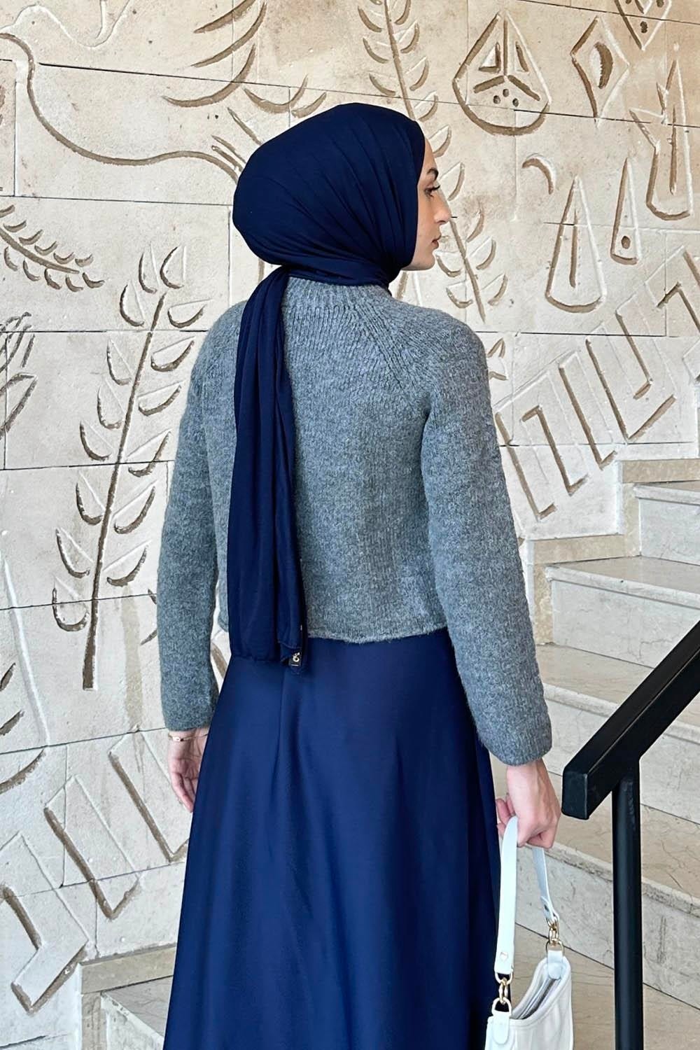 Lamelif Örgülü Kazak Zümrüt Yeşili görsel 4