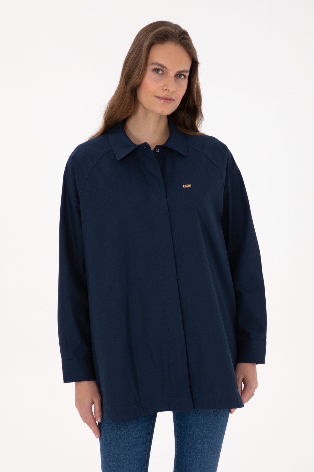 U.S. Polo Assn. Kadın Lacivert Gömlek Desenli 50316399-VR033