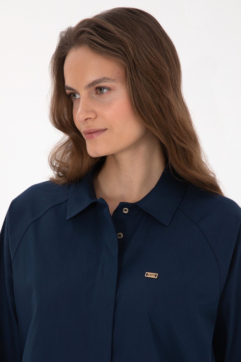 U.S. Polo Assn. Kadın Lacivert Gömlek Desenli 50316399-VR033 görsel 2