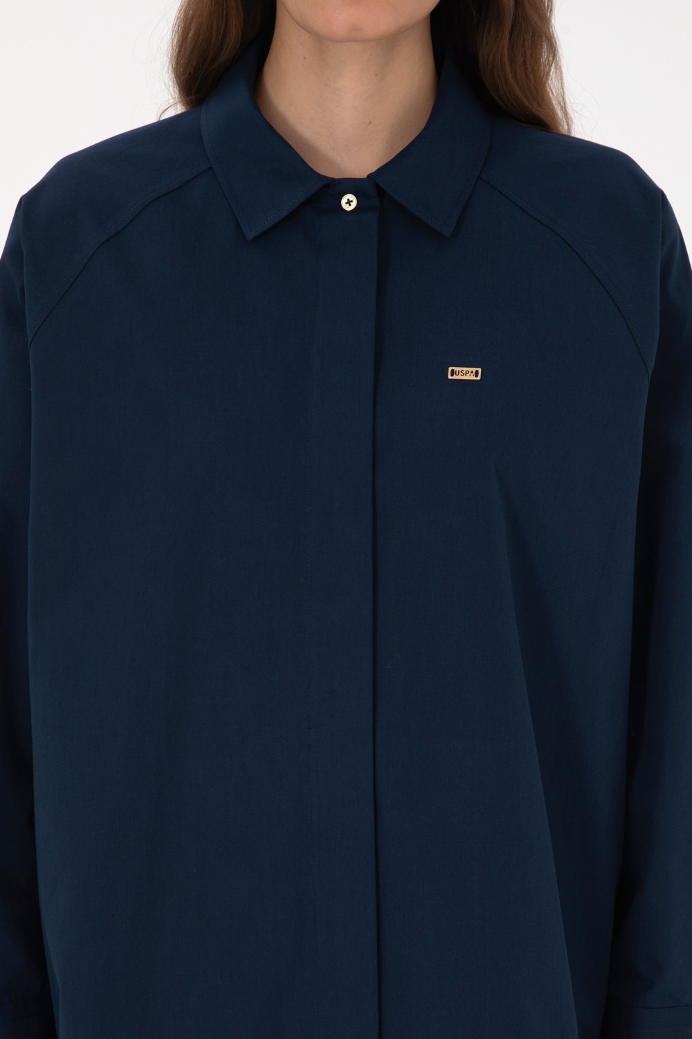 U.S. Polo Assn. Kadın Lacivert Gömlek Desenli 50316399-VR033 görsel 6