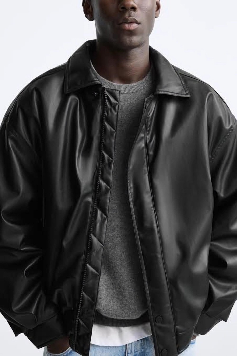 Baselco Unisex Vintage Oversize Bomber Deri Ceket Slim Fit Suni Deri Rahat Kullanım görsel 4