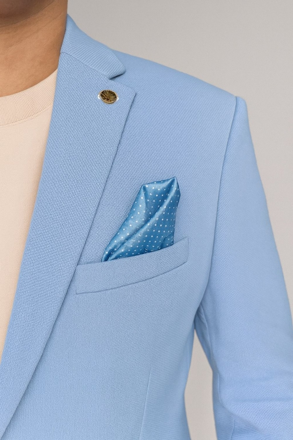 Plus Scorpion Açık Mavi Erkek İtalyan Kesim Tek Düğmeli Blazer Ceket, Günlük ve Şık Kombinler İçin görsel 4
