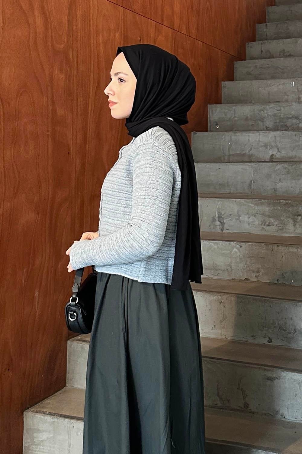 Lamelif Links Desenli Crop Hırka Camel görsel 6