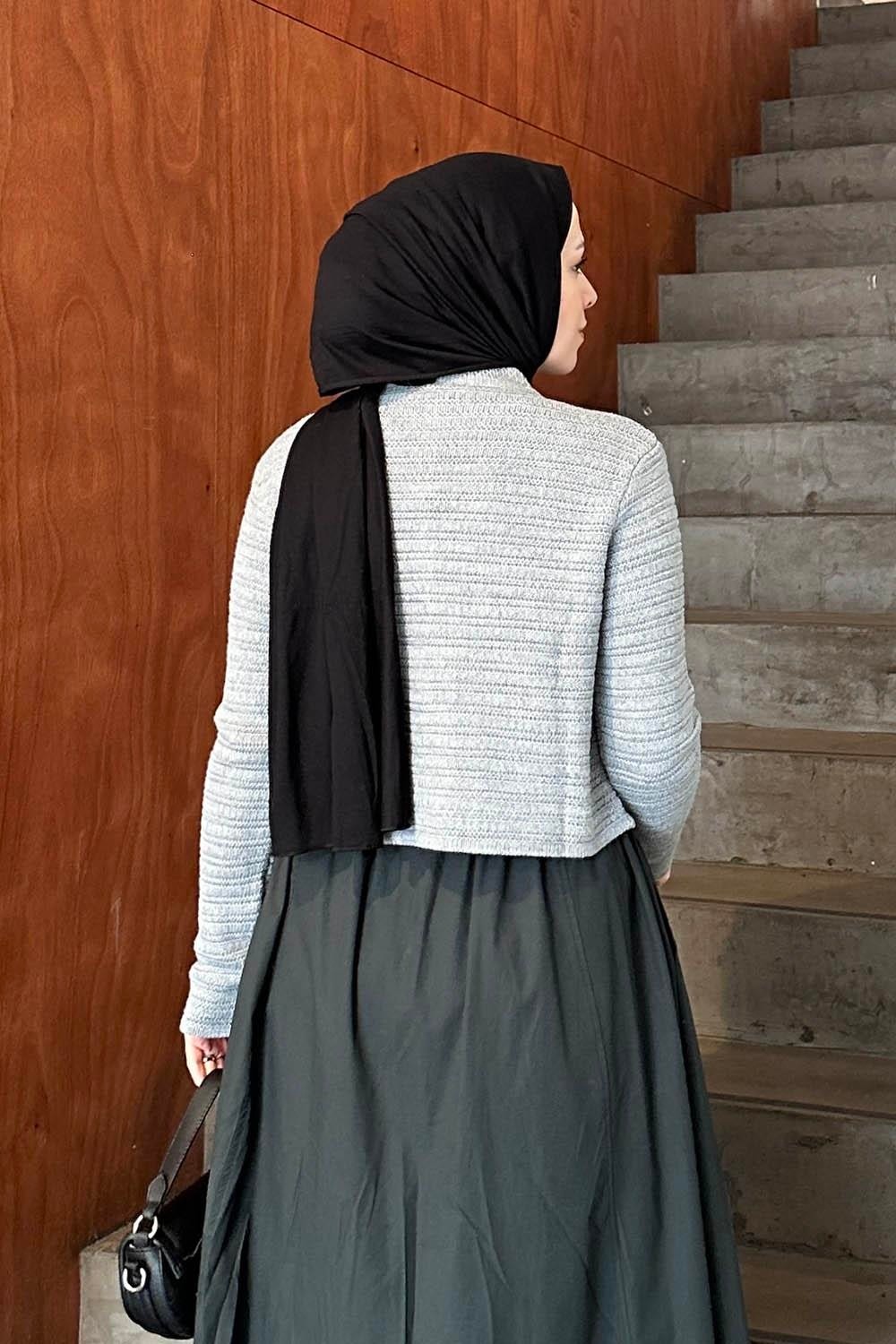Lamelif Links Desenli Crop Hırka Camel görsel 8