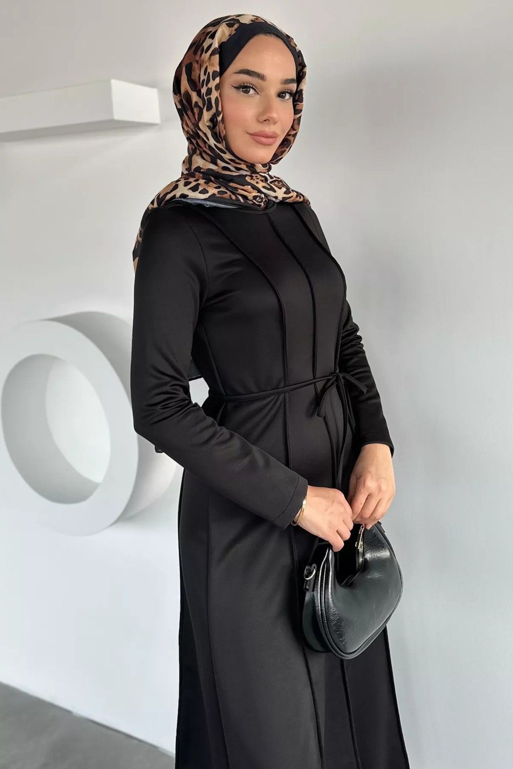 Julude Bel Bağcıklı Tesettür Dalgıç Elbise P-00018950
