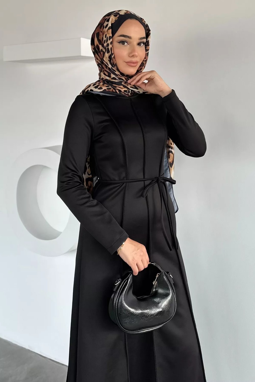 Julude Bel Bağcıklı Tesettür Dalgıç Elbise P-00018950 görsel 2