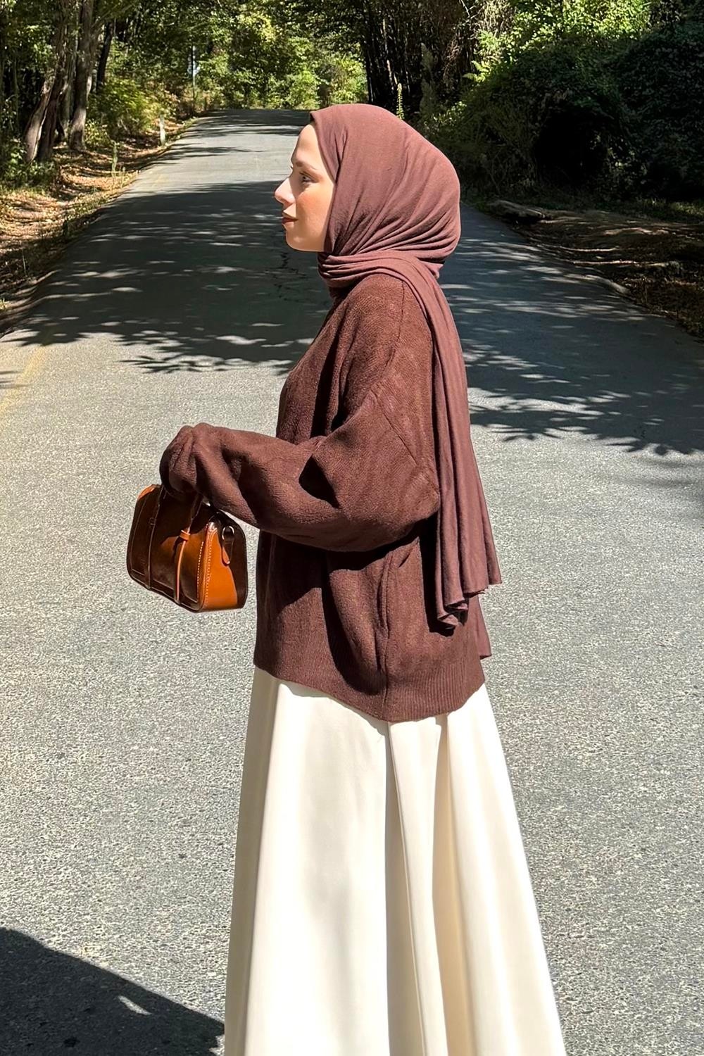 Lamelif Kendinden Desenli Triko Kazak Siyah görsel 2