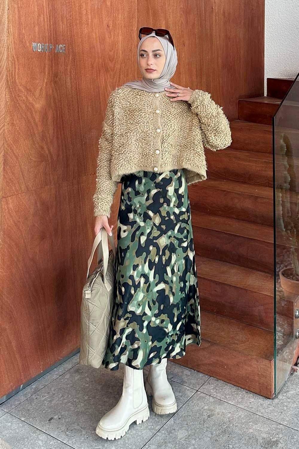Lamelif Yumoş Havlu Desen Hırka Krem