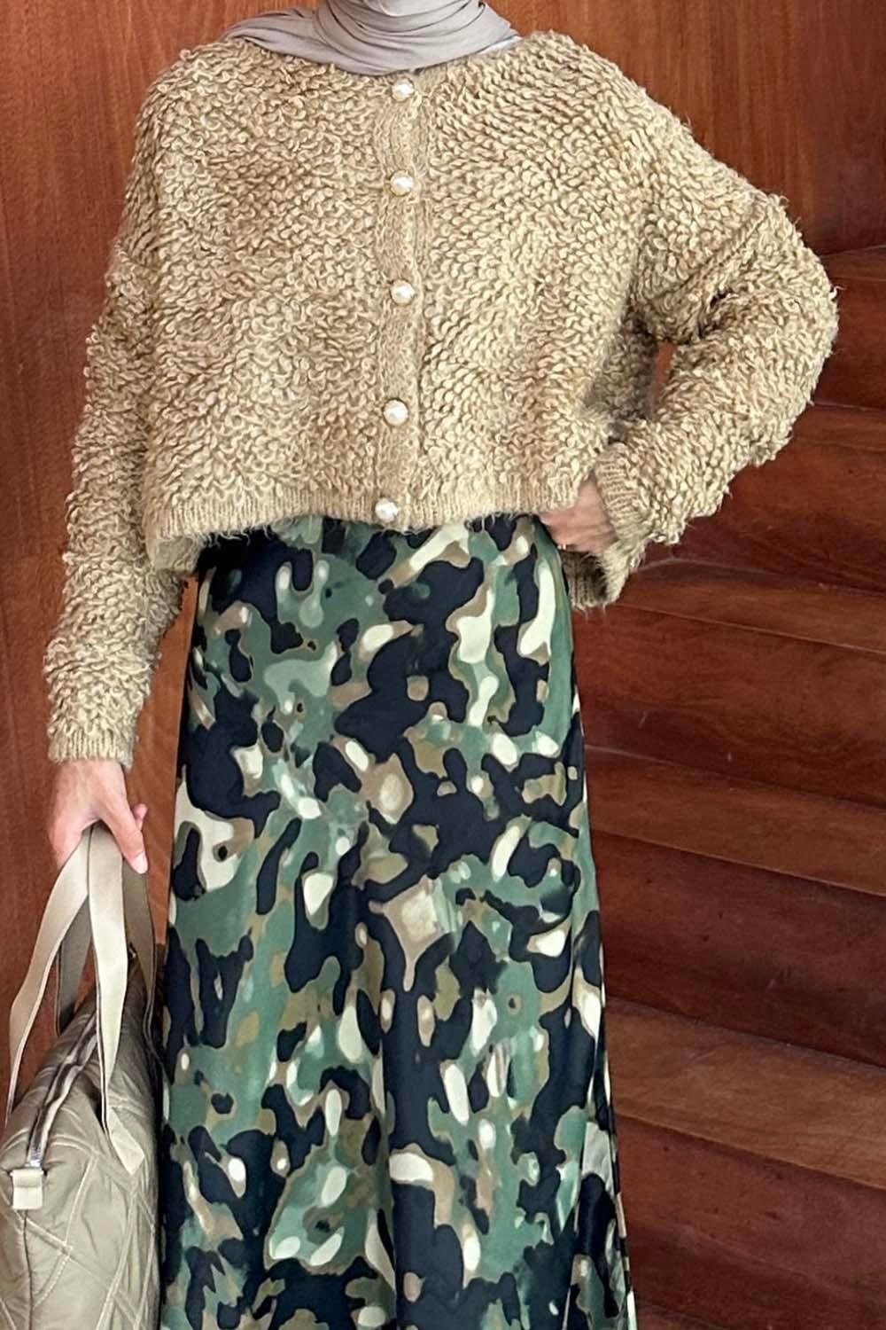 Lamelif Yumoş Havlu Desen Hırka Krem görsel 3