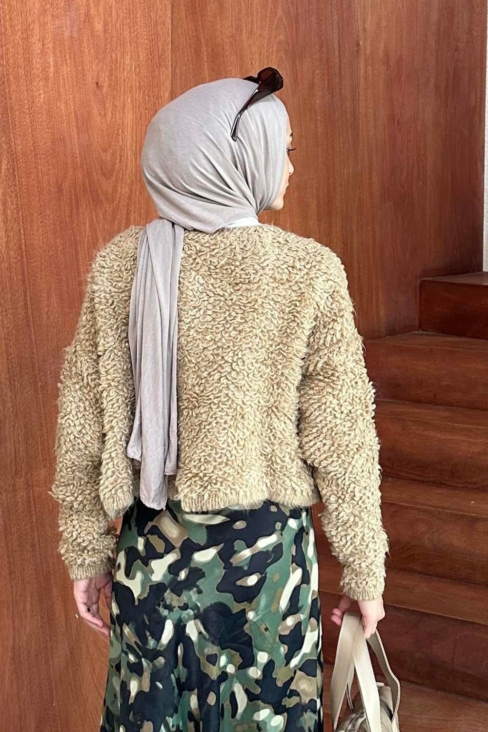 Lamelif Yumoş Havlu Desen Hırka Krem görsel 4