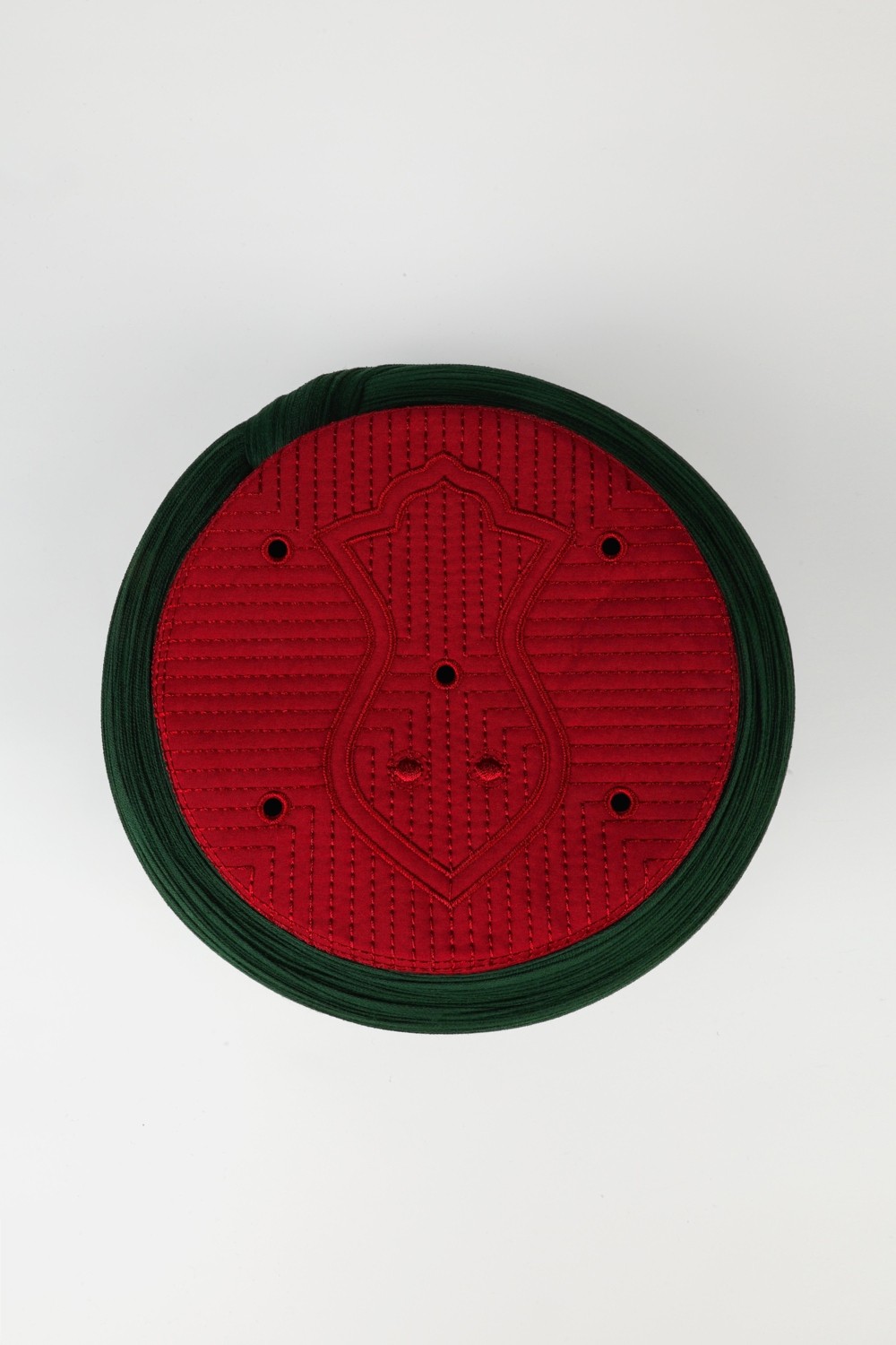 Sarıkhane Namaz Sarığı - Yeşil Kumaş - Bordo Takke - Düz Sarım - Nâli Şerif - 7 Metre görsel 4
