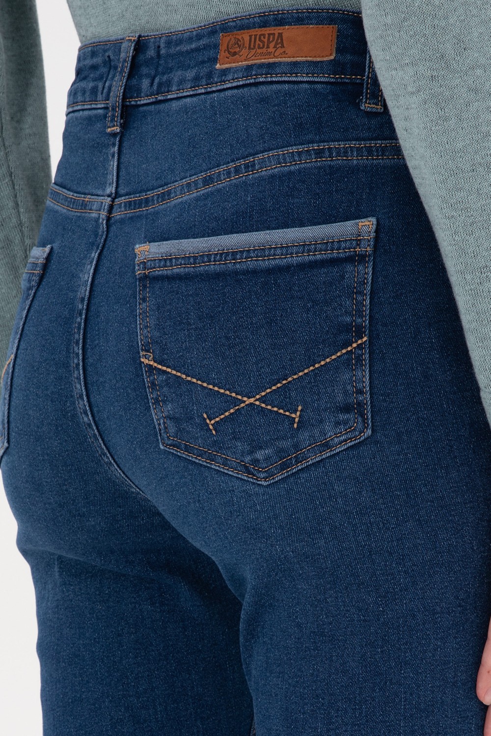 U.S. Polo Assn. Kadın Mavi Slim Flare Fit Jean Pantolon 50316550-DN0022 görsel 6