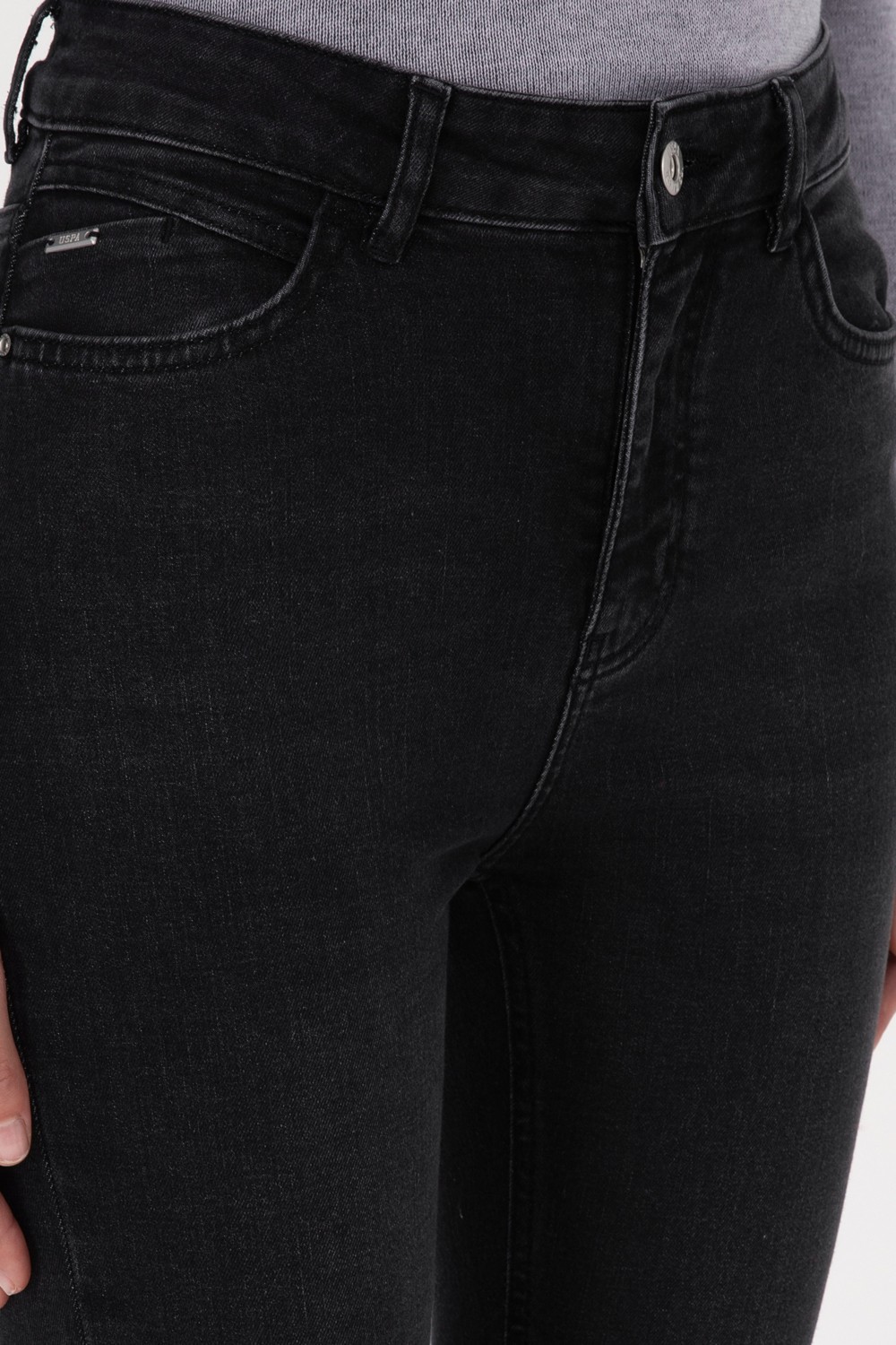 U.S. Polo Assn. Kadın Siyah Slim Flare Fit Jean Pantolon 50316567-DN0027 görsel 5