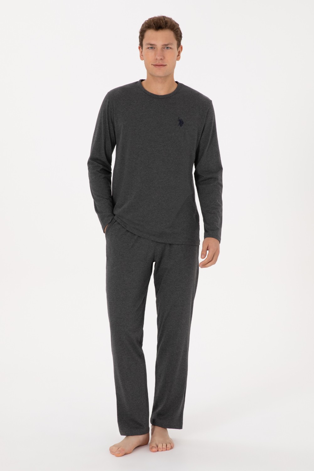 U.S. Polo Assn. Erkek Antrasit Melanj Pijama Takımı 50318602-VR081