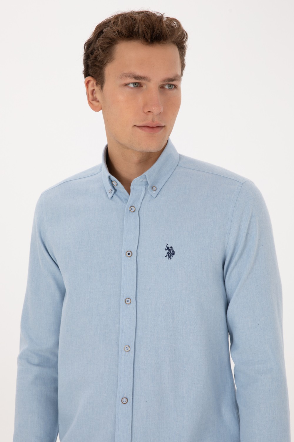 U.S. Polo Assn. Erkek Haki Uzun Kollu Basic Gömlek 50316721-VR027 görsel 2