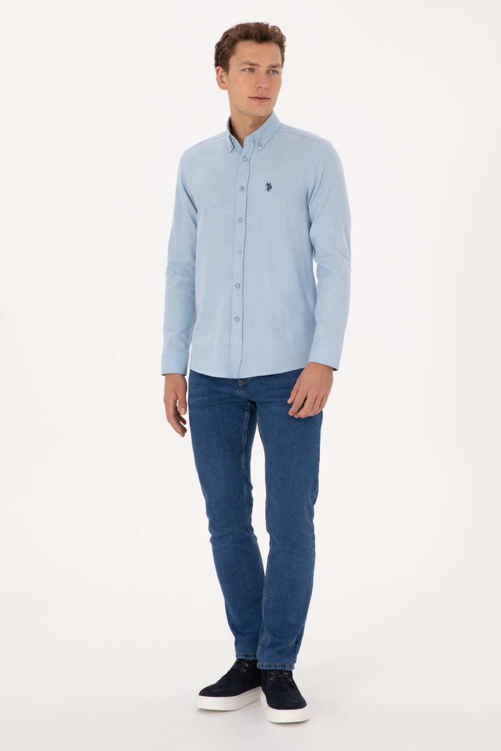 U.S. Polo Assn. Erkek Haki Uzun Kollu Basic Gömlek 50316721-VR027 görsel 4