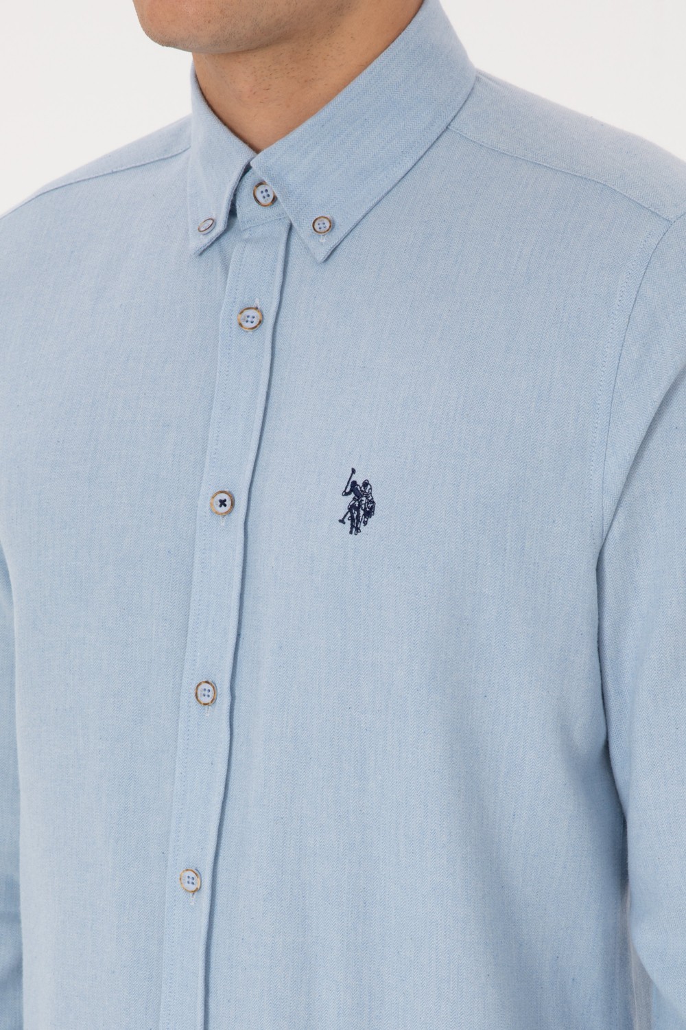 U.S. Polo Assn. Erkek Haki Uzun Kollu Basic Gömlek 50316721-VR027 görsel 7