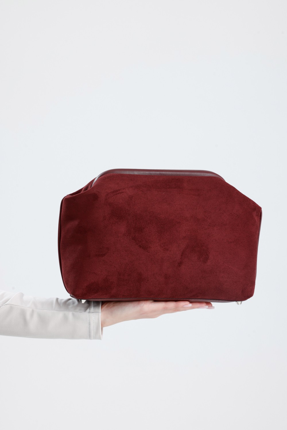 Heybes Kadın Taba Kahve Süet Clutch El Çantası