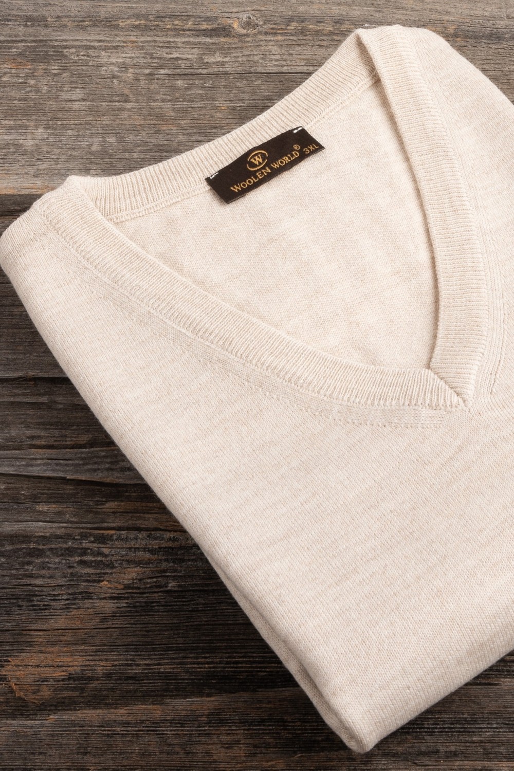 Woolen World V Yaka Kolsuz Triko Süveter %50 Yünlü Bordo Renk Büyük Boy Erkek Modası görsel 2