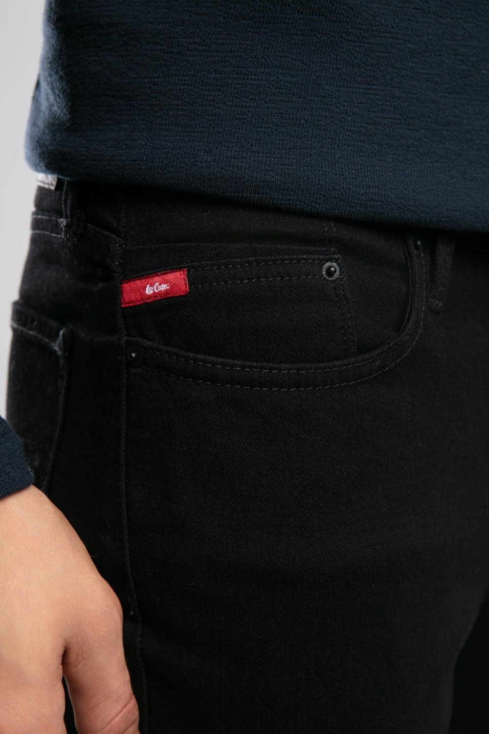 Lee Cooper Jack Erkek Slım Dar Kesim Yüksek Bel Dar Paça Jean Pantolon Siyah görsel 4