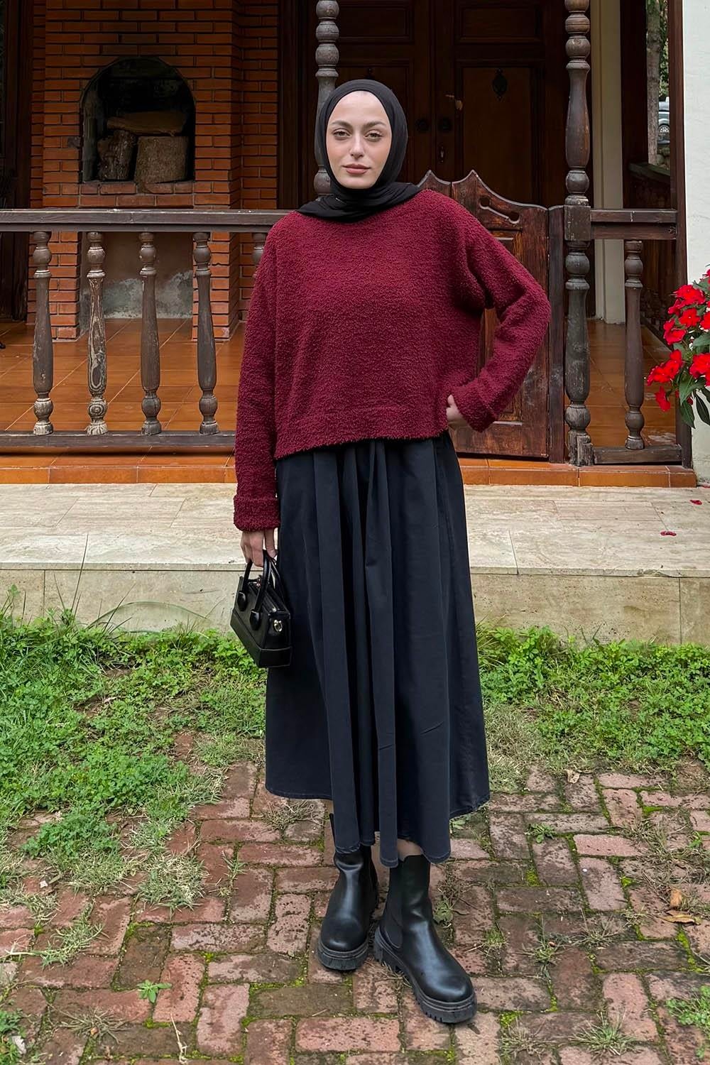 Lamelif Çizgili Balıkçı Kazak Haki görsel 5