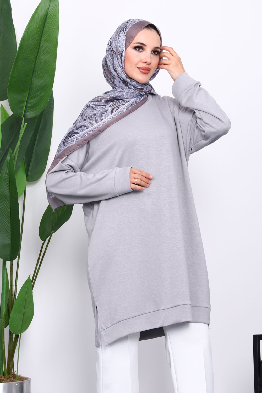 İmaj Butik Lacivert Bisiklet Yaka Modal Tunik