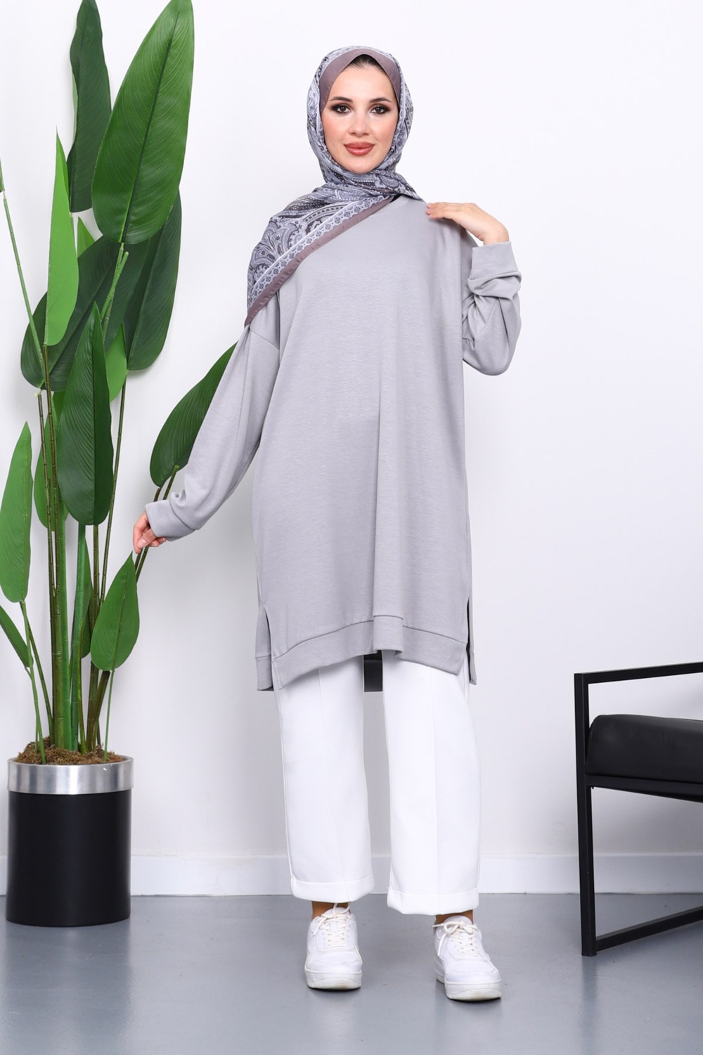 İmaj Butik Lacivert Bisiklet Yaka Modal Tunik görsel 2