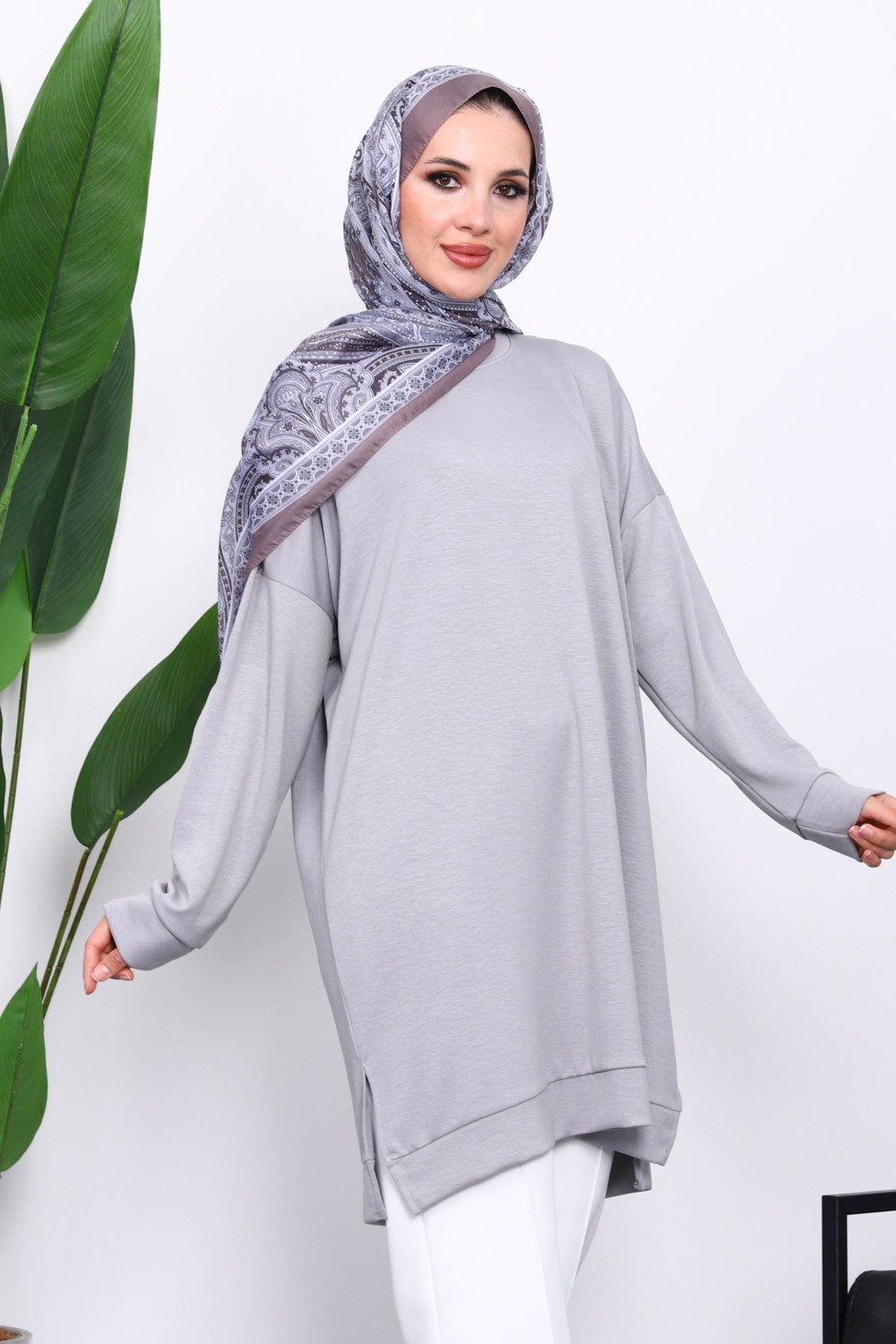 İmaj Butik Lacivert Bisiklet Yaka Modal Tunik görsel 3
