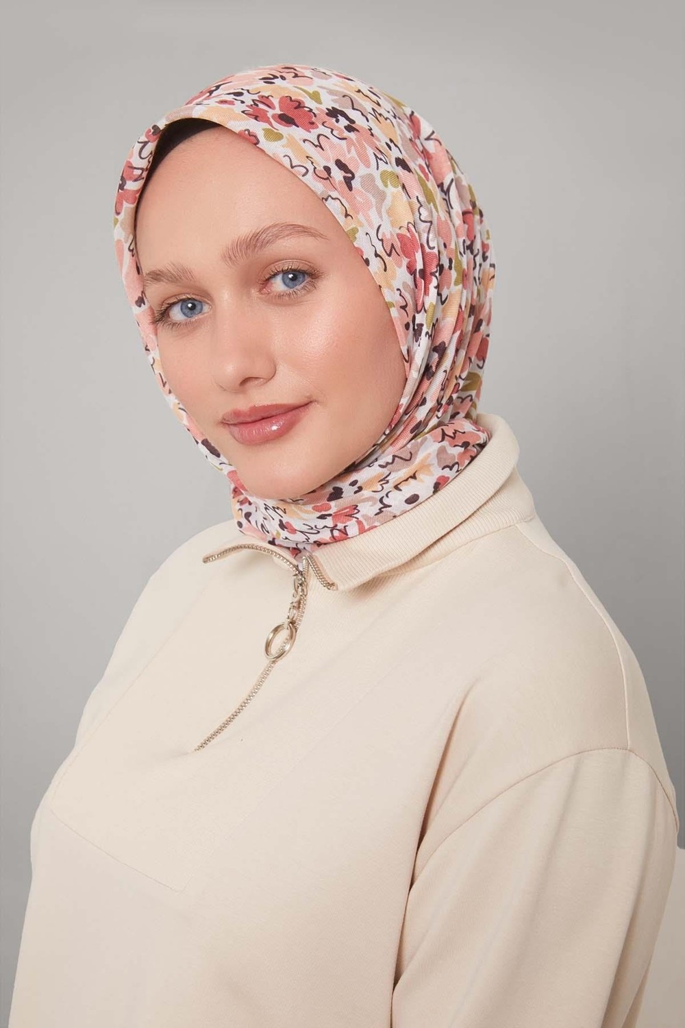 Lêvi D'or Kahve Karışık Çiçek Desen Soft Eşarp görsel 5