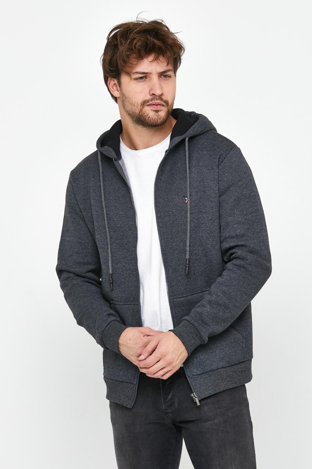 Polo State Erkek Fermuarlı Kanguru Cep 3 İplik Sweatshirt Lacivert