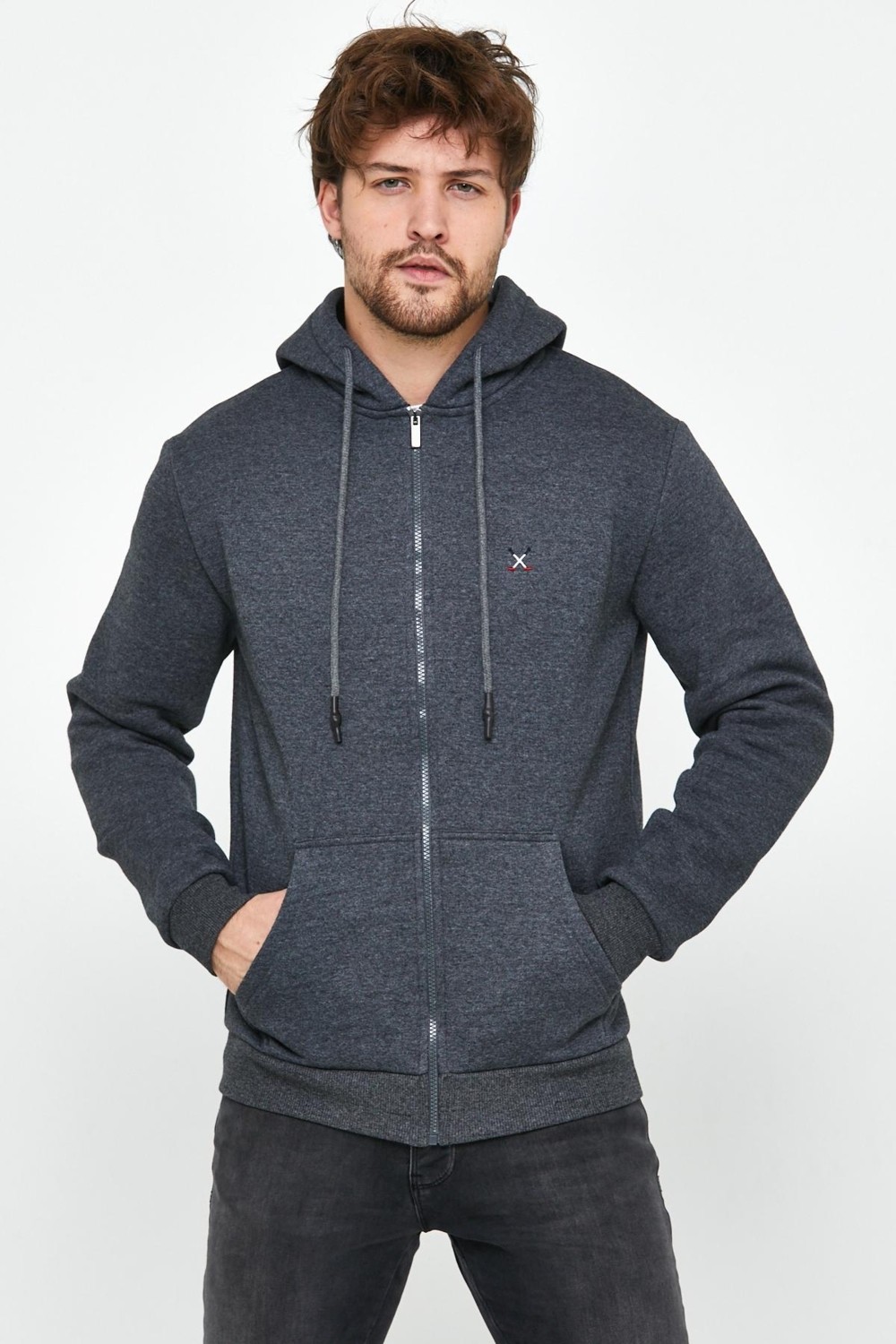 Polo State Erkek Fermuarlı Kanguru Cep 3 İplik Sweatshirt Lacivert görsel 2