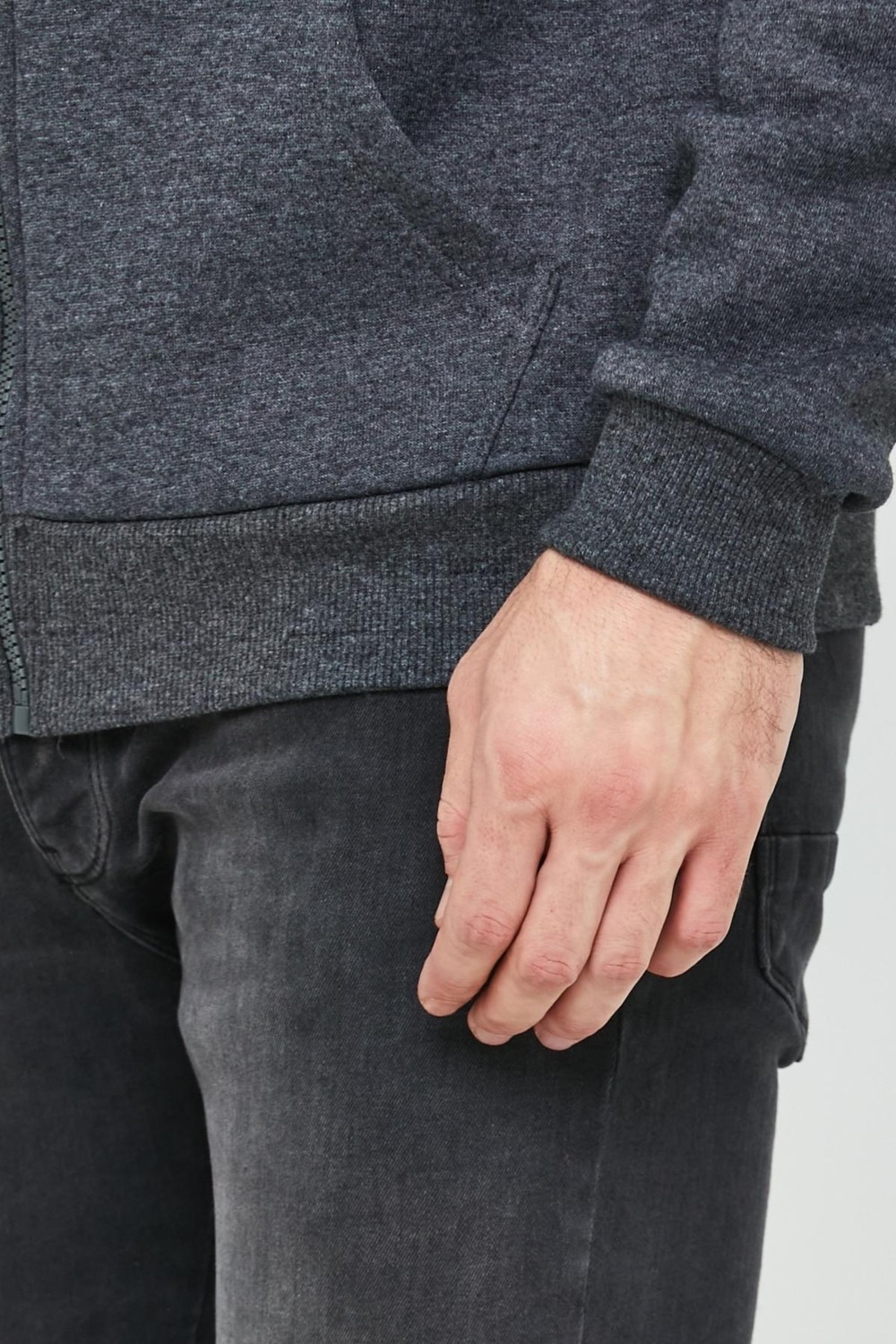 Polo State Erkek Fermuarlı Kanguru Cep 3 İplik Sweatshirt Lacivert görsel 3