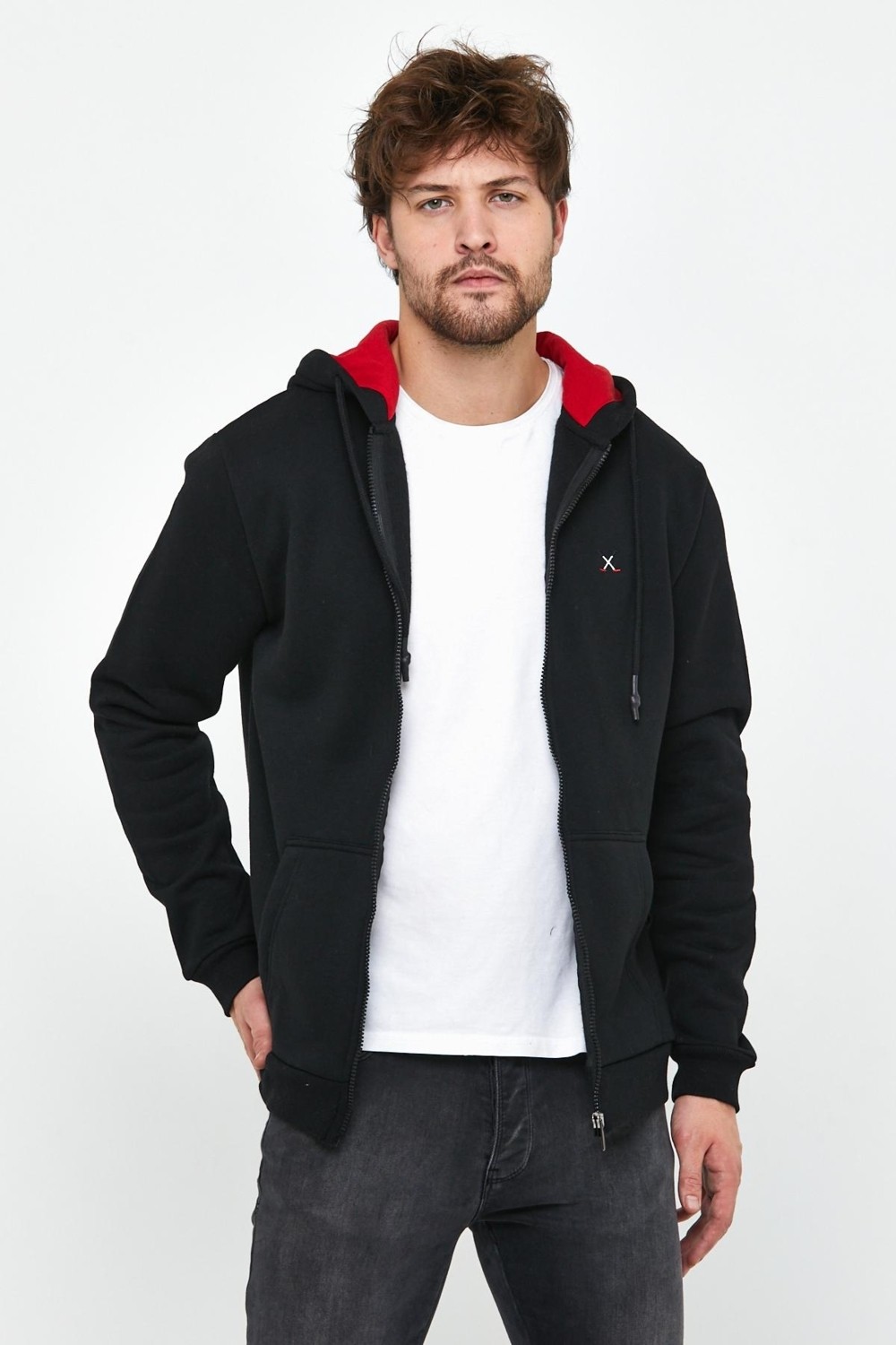 Polo State Erkek Fermuarlı Kanguru Cep 3 İplik Sweatshirt Lacivert