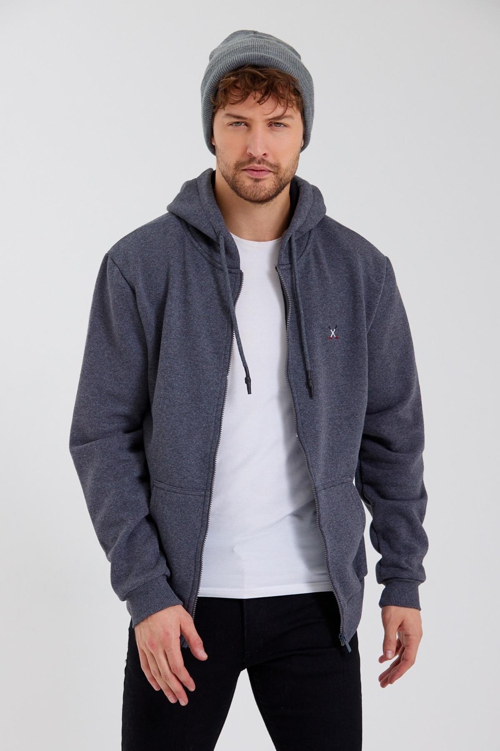 Polo State Erkek Fermuarlı Kanguru Cep 3 İplik Sweatshirt Lacivert görsel 6