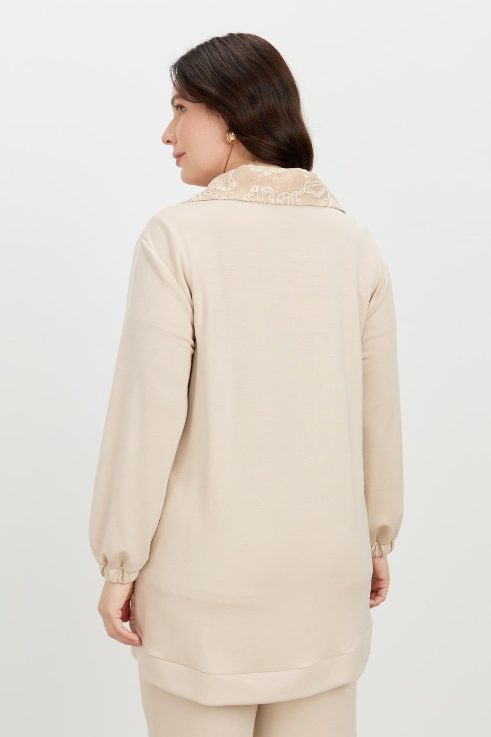 Accort Büyük Beden Fermuar Yaka Sweatshirt-K.gri görsel 8