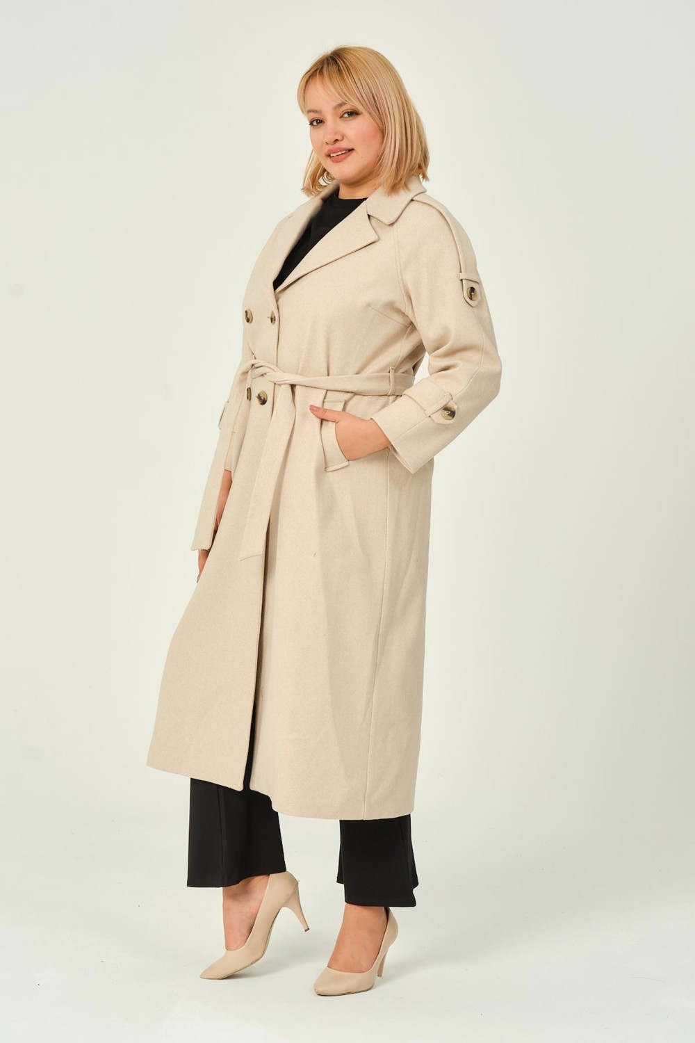 Glr & Gym Karen Kadın Spor Kışlık Astarlı Örme Kaşe Manto görsel 7