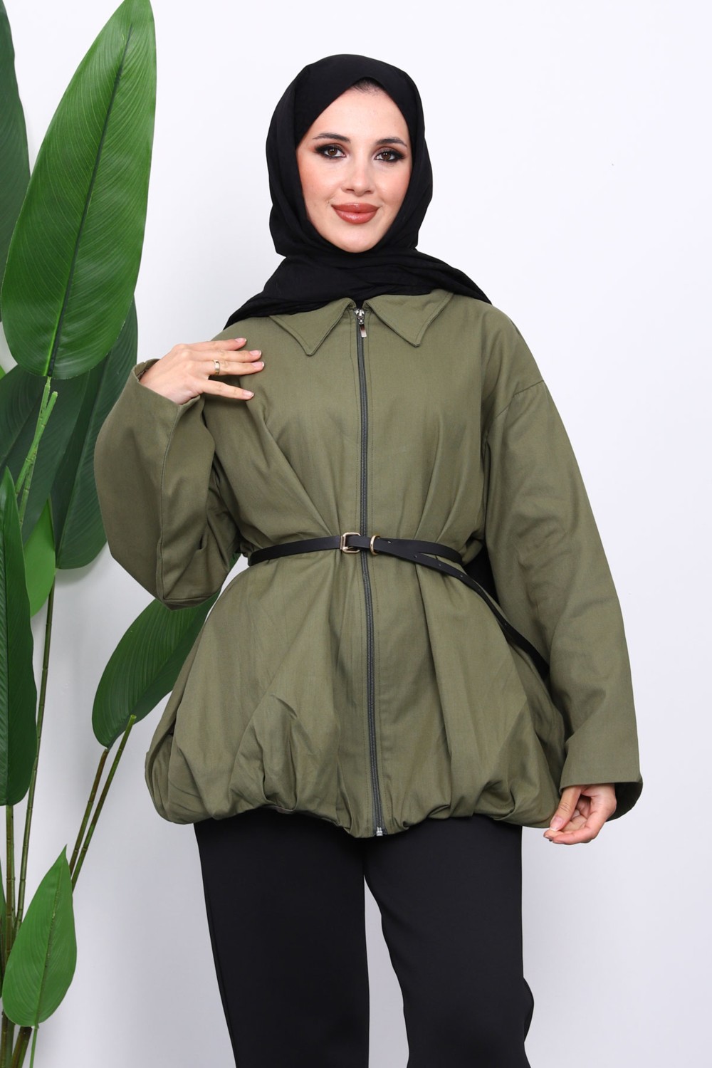 İmaj Butik Kiremit Pileli Astarlı Gabardin Ceket