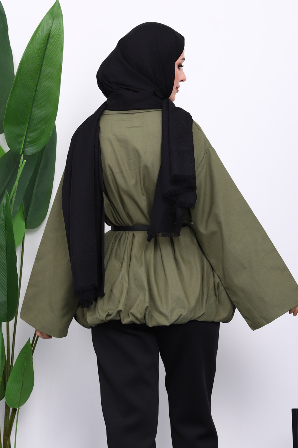 İmaj Butik Kiremit Pileli Astarlı Gabardin Ceket görsel 4