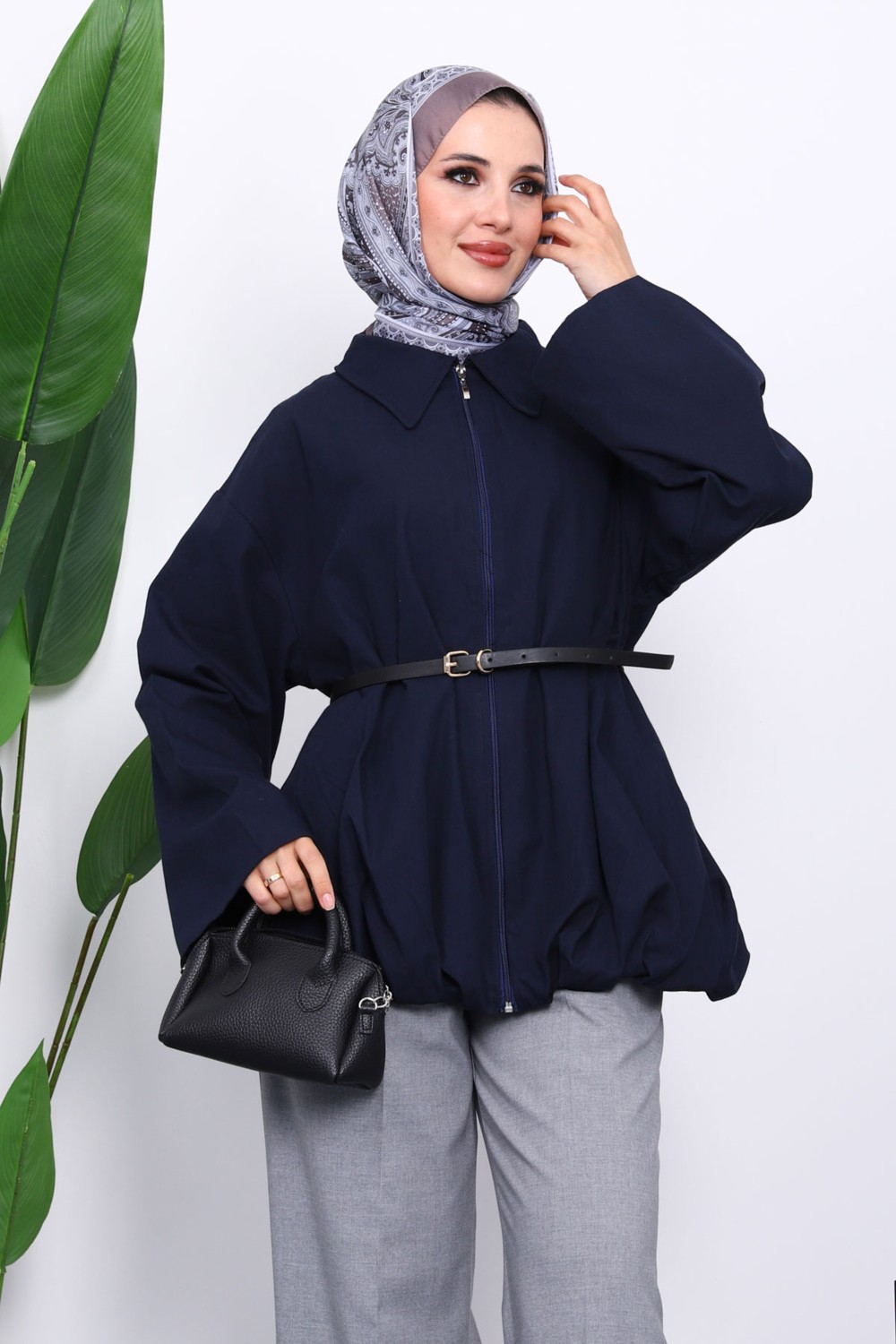 İmaj Butik Kiremit Pileli Astarlı Gabardin Ceket görsel 5