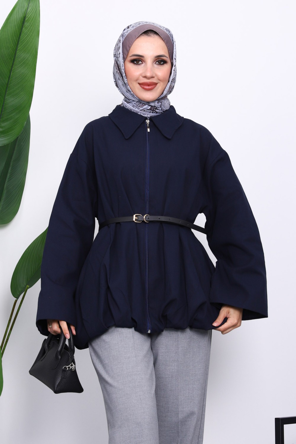 İmaj Butik Kiremit Pileli Astarlı Gabardin Ceket görsel 7