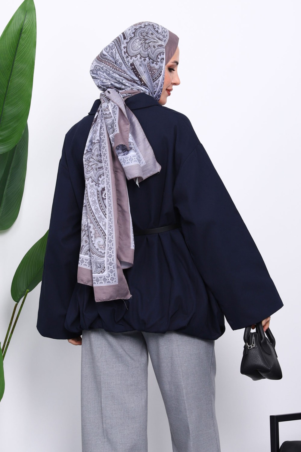 İmaj Butik Kiremit Pileli Astarlı Gabardin Ceket görsel 8