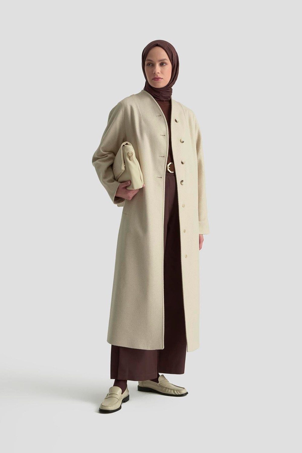 Armine Kaşe Manto 25K8603 Ekru