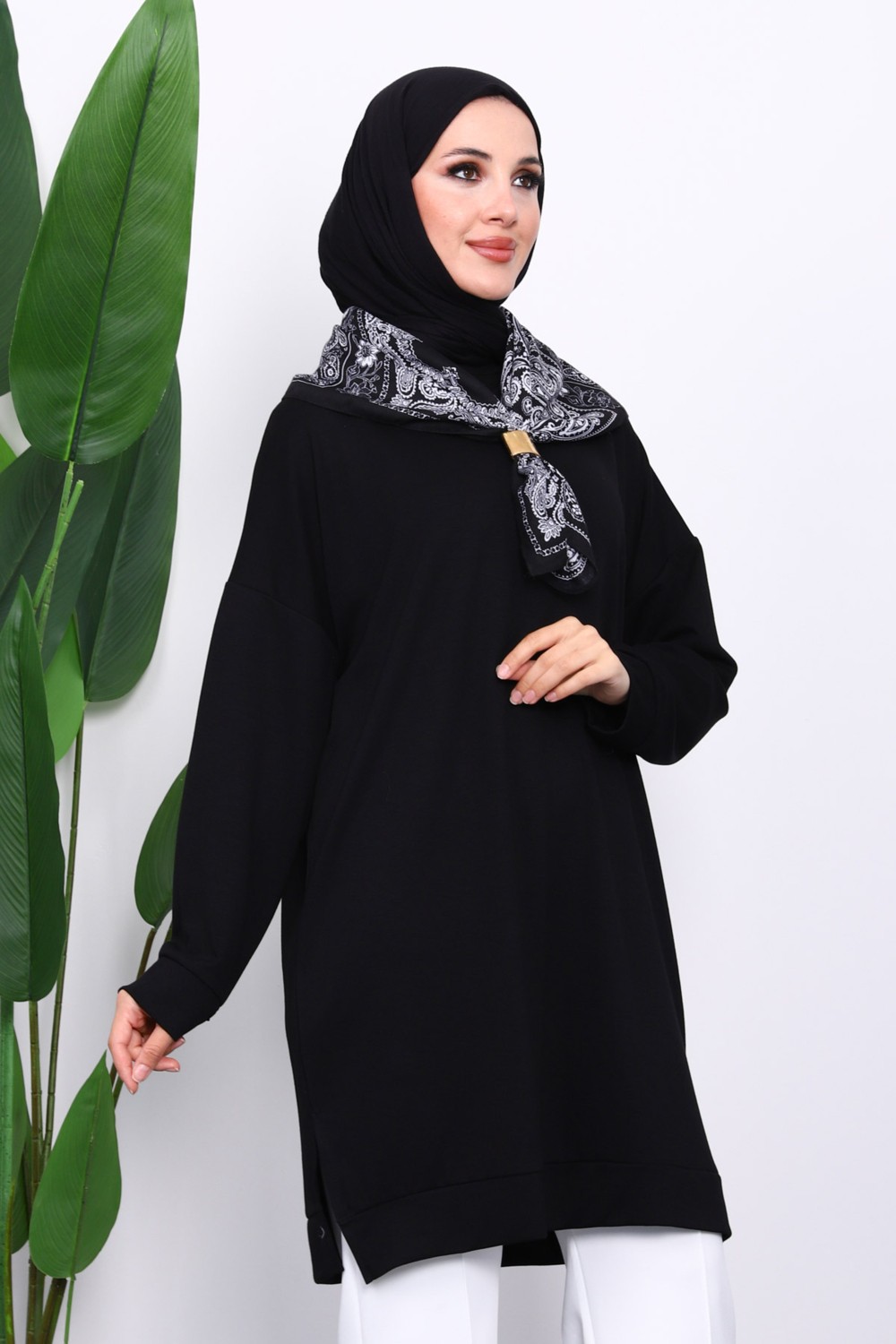 İmaj Butik Lacivert Bisiklet Yaka Modal Tunik görsel 7