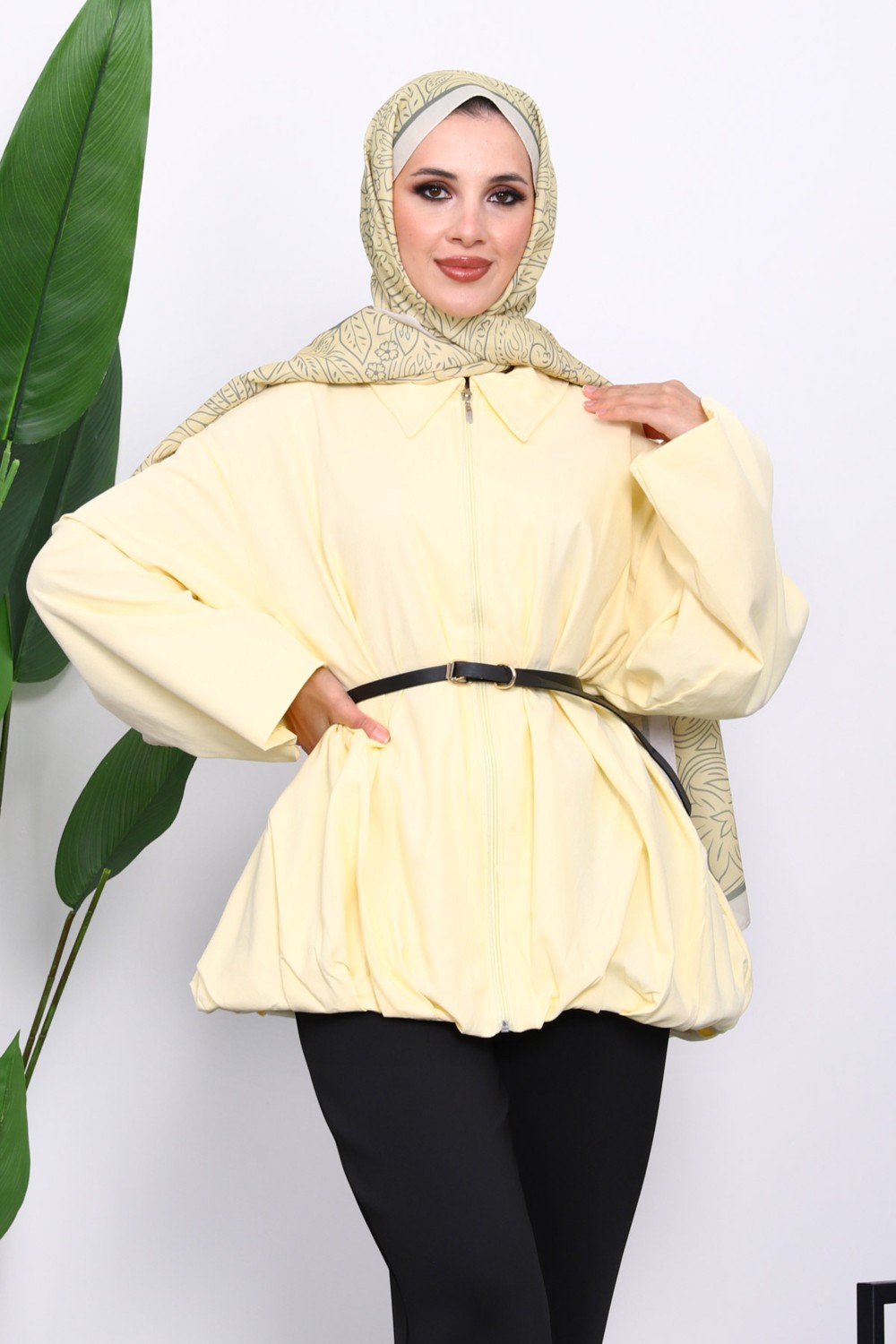 İmaj Butik Kiremit Pileli Astarlı Gabardin Ceket