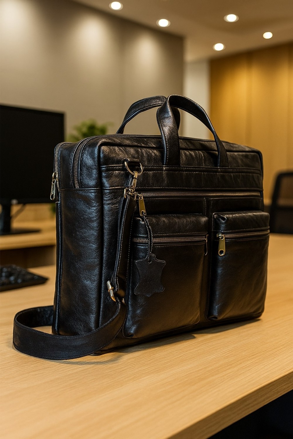 Newish Polo Deri Evrak Notebook (Laptop) Çantası görsel 3