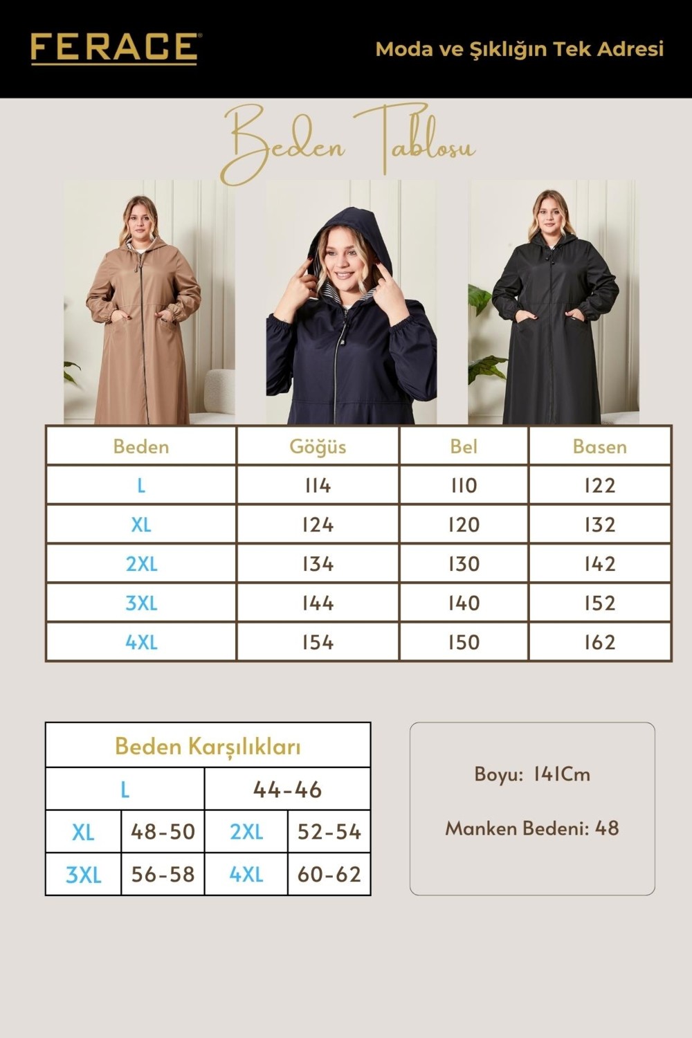 Derace Kadın Büyük Beden Siyah Tam Boy Trenç Regular Fit Hakim Yaka %100 Polyester görsel 2