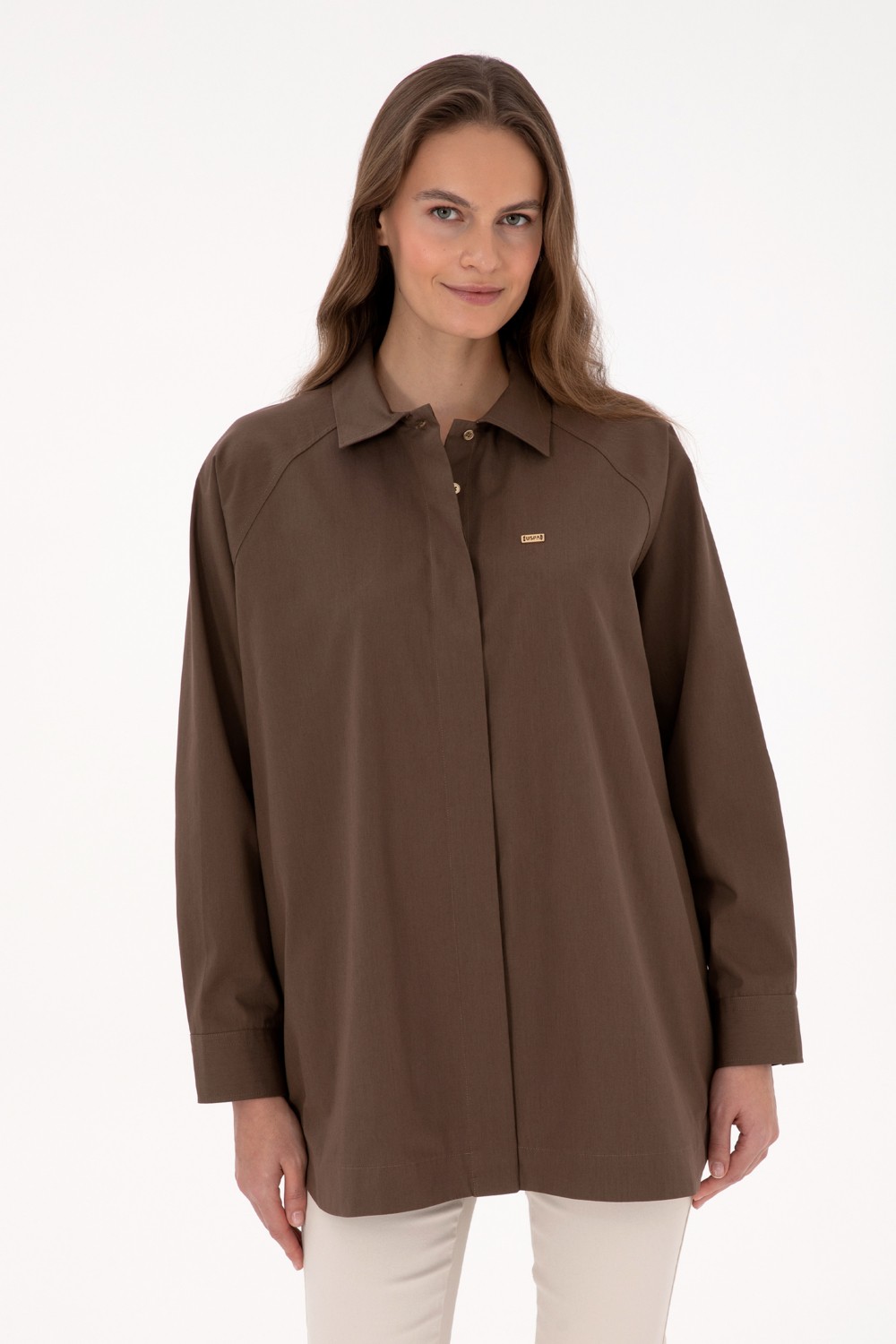 U.S. Polo Assn. Kadın Lacivert Gömlek Desenli 50316399-VR033