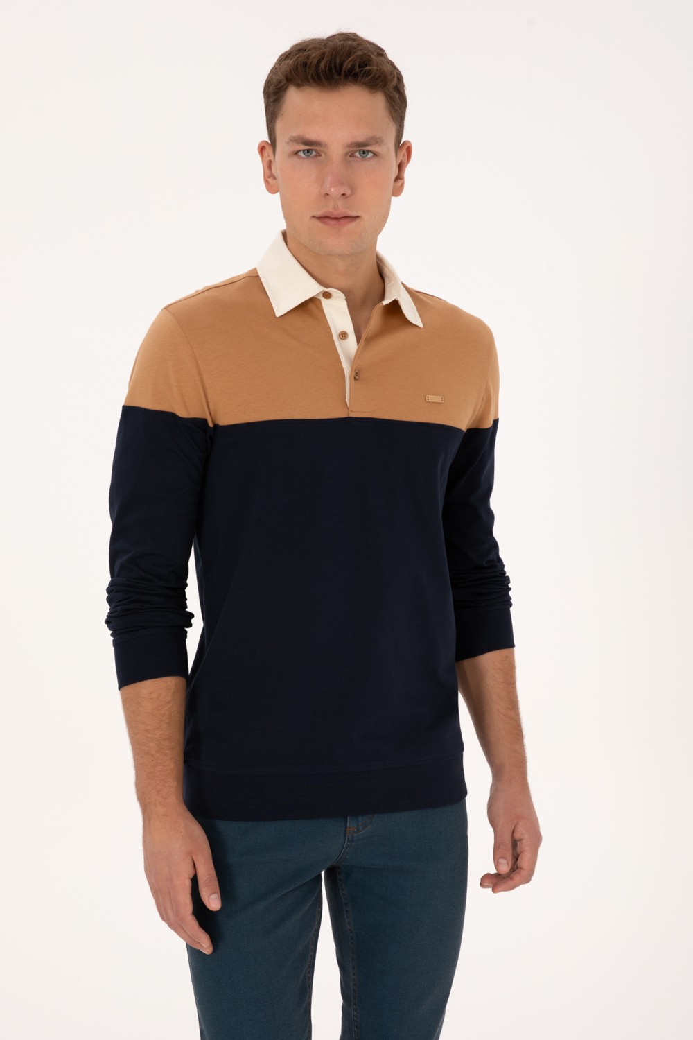 U.S. Polo Assn. Erkek Regular Fit Polo Yaka Hardal Sweatshirt 50316428-VR151